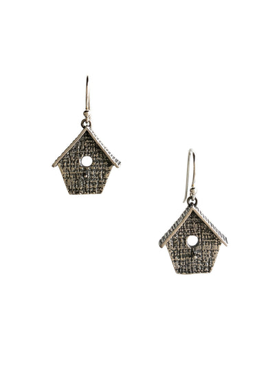 Birdhouse Flat Silver Earrings