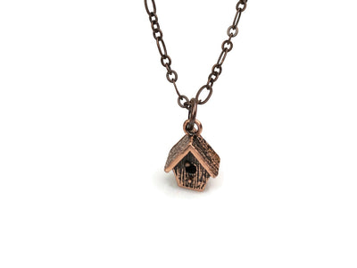 Birdhouse Copper Charm Pendant