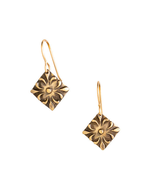 Fleur Ellipse Bronze Earrings
