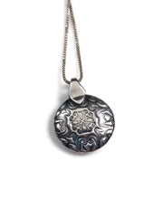 Floral Lentil Silver Pendant