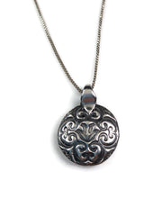 Floral Lentil Silver Pendant