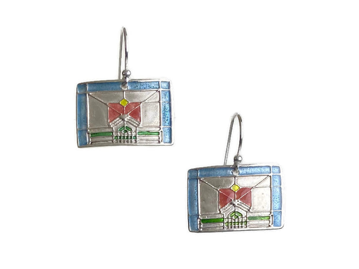 Stained Glass Rose Earrings
