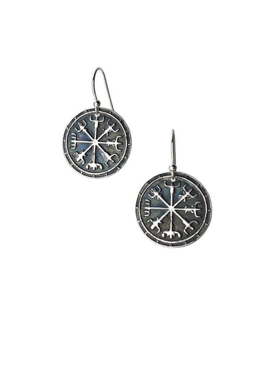 Viking Compass Vegvisir Earrings (Raised Design)