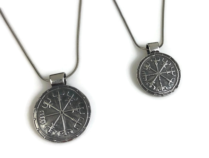 Viking Compass Vegvisir Silver Pendant