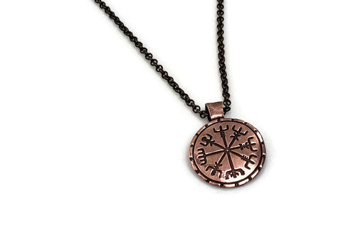Viking Compass Vegvisir Bronze or Copper Pendant